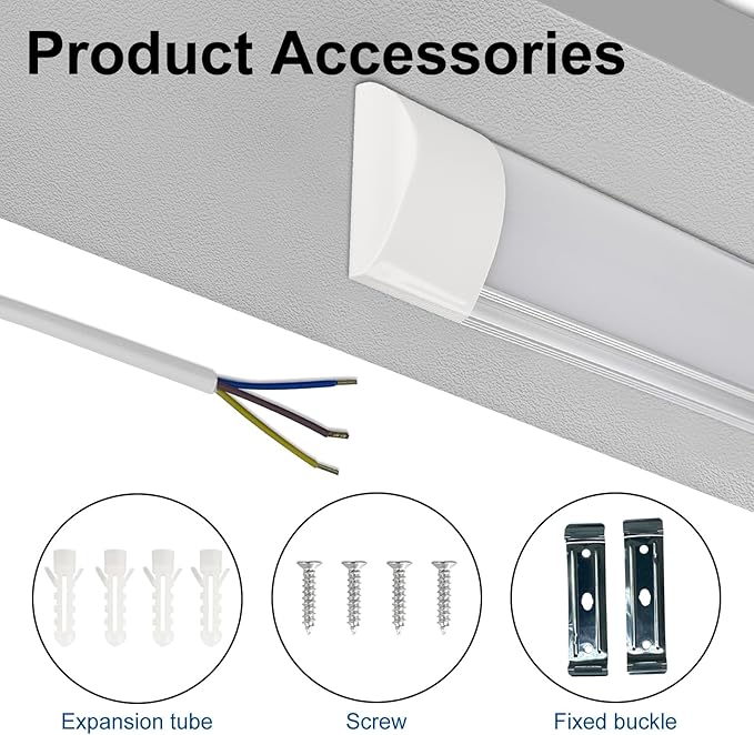 colmeguna 4 Packs 4FT LED Batten Light, Ultra-Thin Ceiling Surface Mounted Light - Image 3