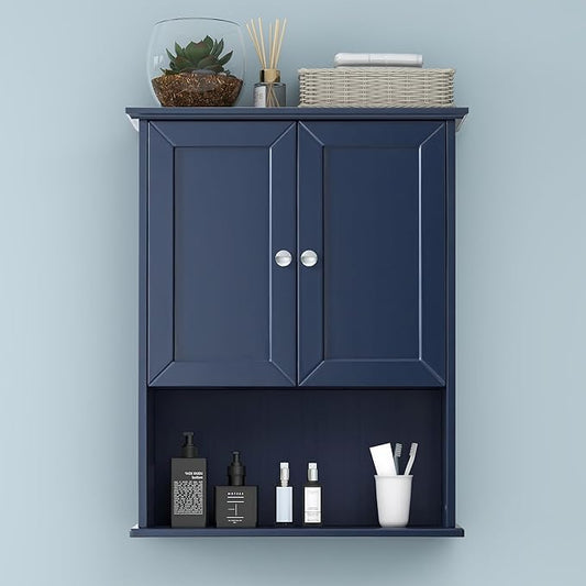 Bathroom Wall Cabinet Navy Blue Over Toilet Storage Cabinets 24x30 in Above by VANIRROR
