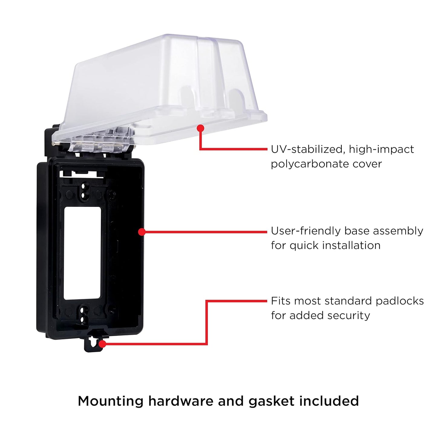 UltraPro Outdoor Outlet Cover, Single Gang Outdoor Outlet Cover Weatherproof Enclosure, Rated for Wet Locations, Outdoor Electrical Box Waterproof Plug Covers, Black, 49204 (Pack of 12)