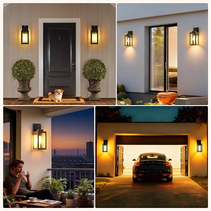 LTBLIGHT 2-Pack Motion Sensor Outdoor Wall Light Fixtures, Modern Black Dusk to - Image 7