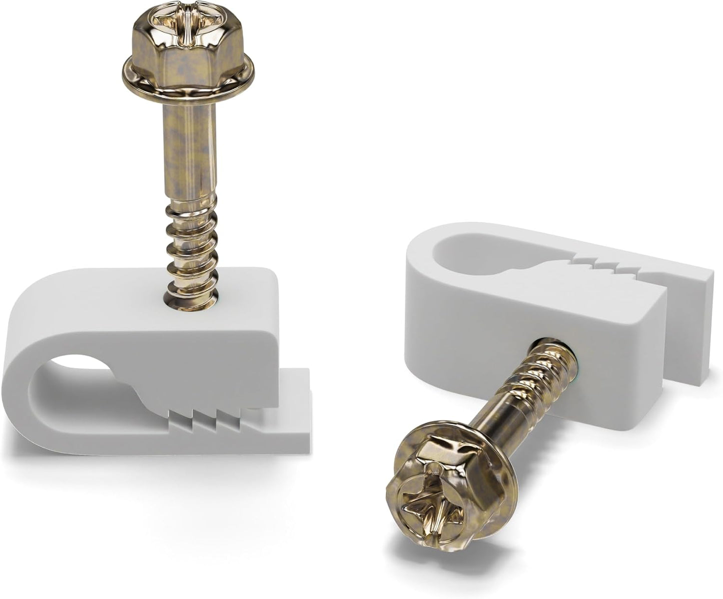 THE CIMPLE CO Single Cable Clips with Screws - 1/4 Inch Coaxial Cable Clamps Outdoor - Exterior Cord Management for Coax, CAT Ethernet, Electrical Wire - Screw Clamps for Wires - 100 PCS, White