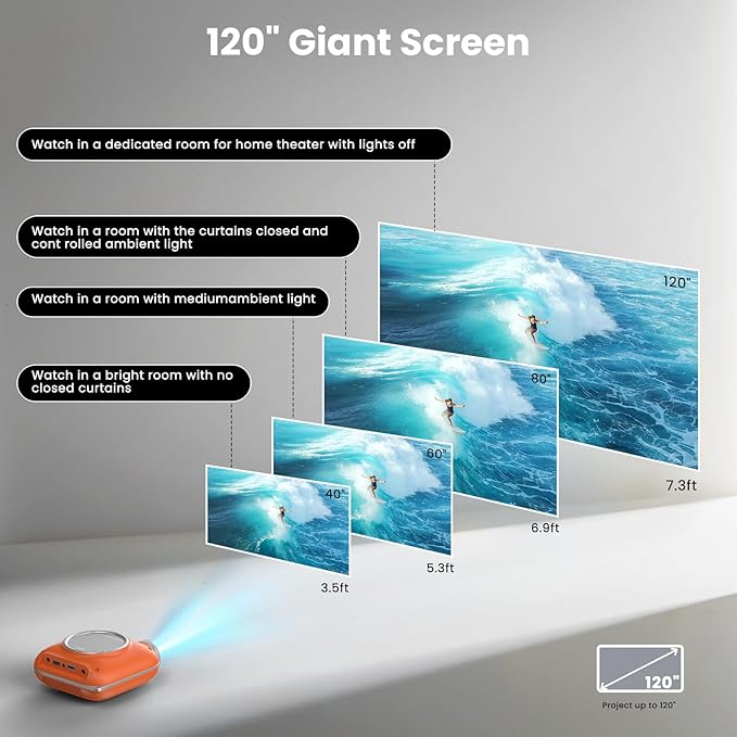 HOMPOW Mini Projector with Two -Way Bluetooth, Portable Projector - Image 6
