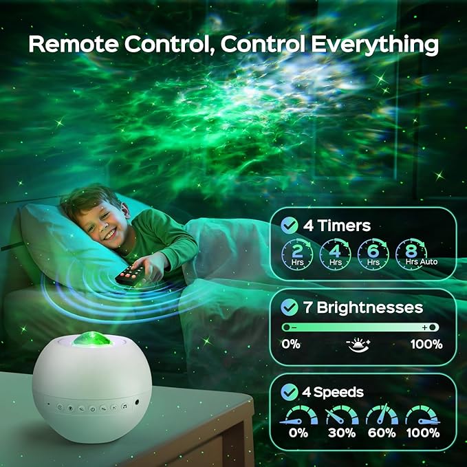 One Fire Galaxy Projector 360 Modes+15 White Noise+Bluetooth Star Projector - Image 5