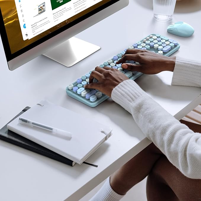 MOFII Wireless Keyboard and Mouse Combo, Retro Keyboard - Image 6