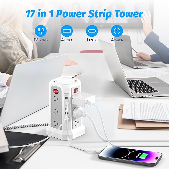 Power Strip Tower Surge Protector - Image 2