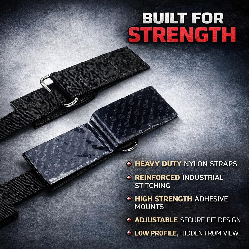 QuakeHold! 4520 Universal Flat Screen TV Safety Straps, Black Nylon | Anti-Tip Adhesive Straps help secure TVs & furniture against earthquakes, fire and floods with easy, tool-free installation.