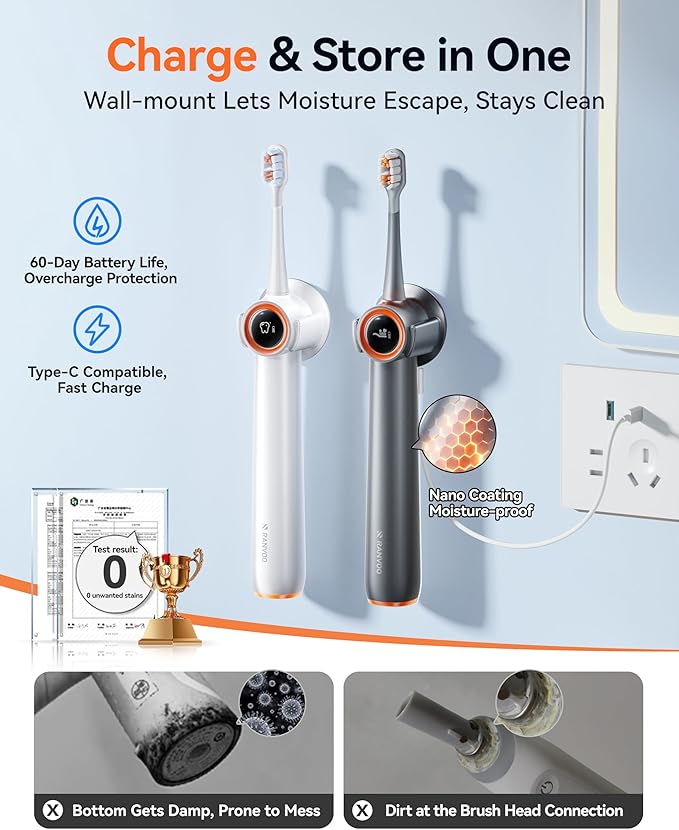 RANVOO AirJet™ Bubble Sonic Electric Toothbrush, Plaque Removal - Image 7