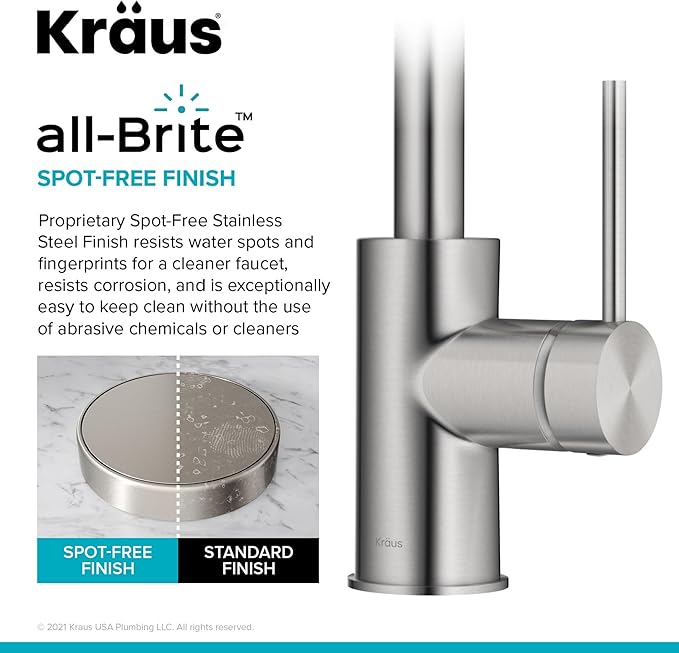 KRAUS Spot Free Oletto Single Handle Kitchen Bar Faucet in All-Brite Stainless - Image 5