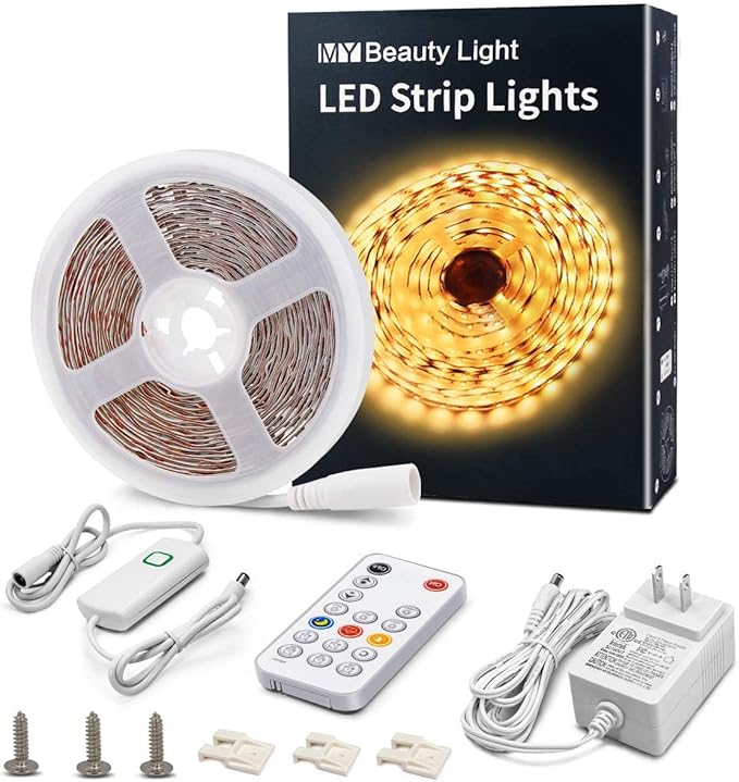 MY BEAUTY LIGHT LED Strip Lights Warm White, 16.4ft Dimmable LED Light Strip by MYBEAUTYLIGHT