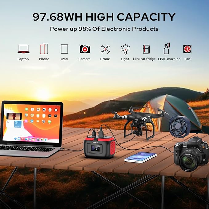ENOFLO Portable Power Station, 97.68Wh Solar Generator, Lithium Battery Power - Image 2
