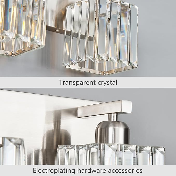 FDPBY Modern Vanity Light 4-Lights Brushed Nickel Vanity Light Crystal Bathroom - Image 6