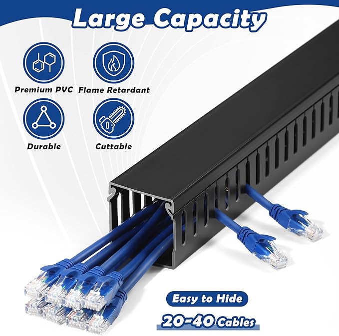 ZhiYo 2x2in Cable Raceway, 6.6ft Server Rack Cable Management Under Desk Cord - Image 3