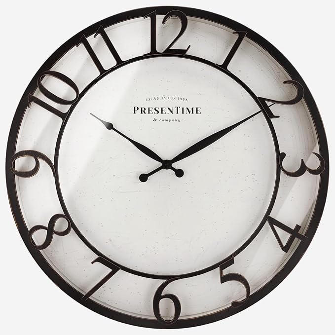 Presentime & Co 21" Farmhouse Series Wall Clock, Vintage Style, Retro Clock by Presentime