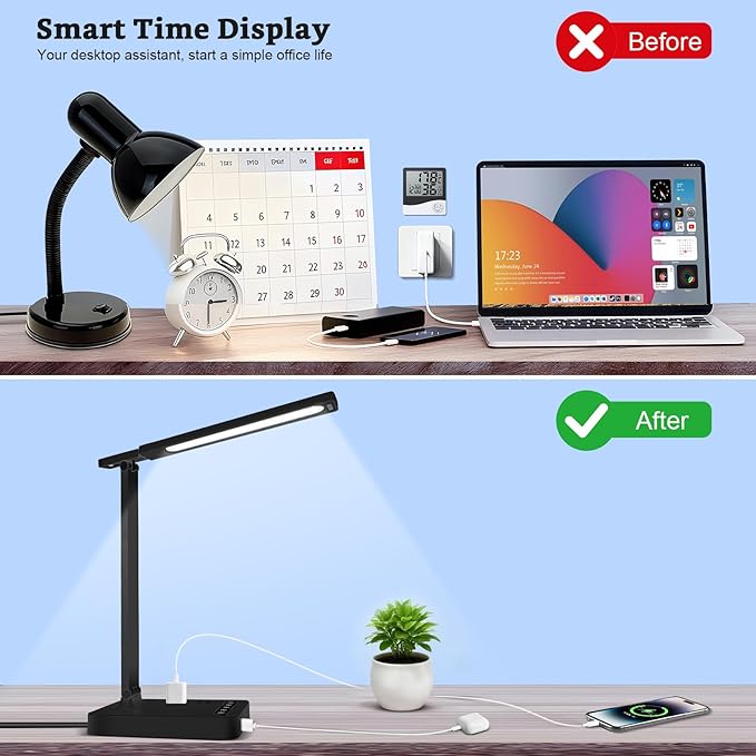Smart Desk Lamp with 4-in-1 Charging Station, 5 Color temperatures and 5 - Image 5