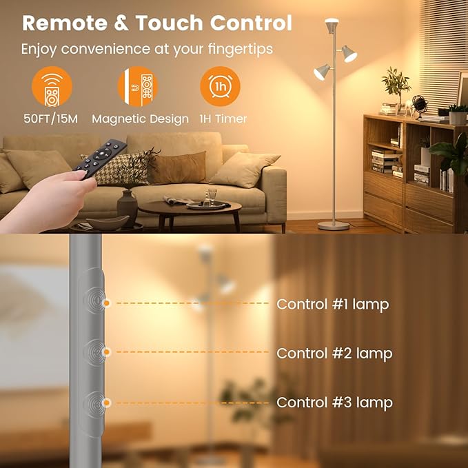 SIBRILLE 36W LED Tree Floor Lamp, Dimmable Tall Standing Lamp - Image 6