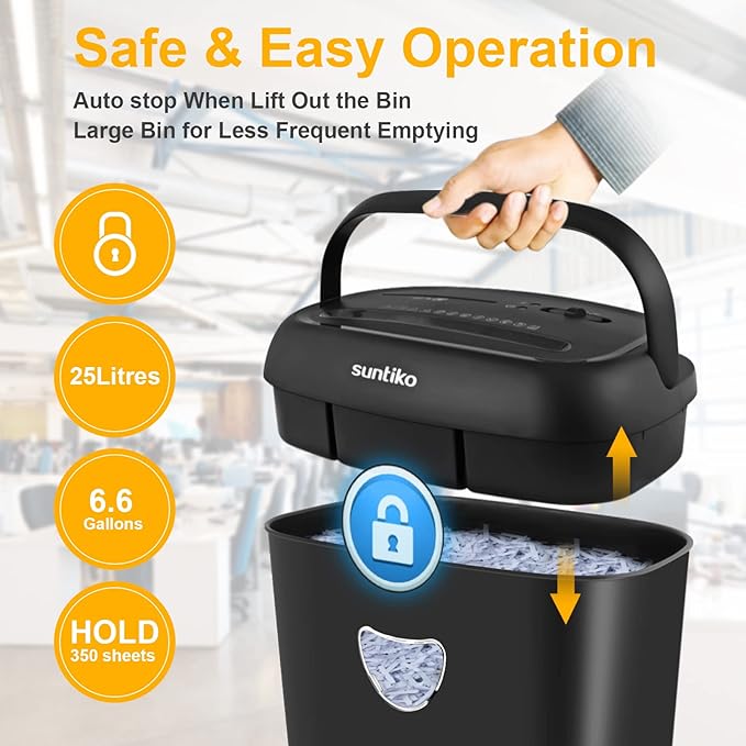 Suntiko 14 Sheet Cross Cut Paper Shredder - Image 6