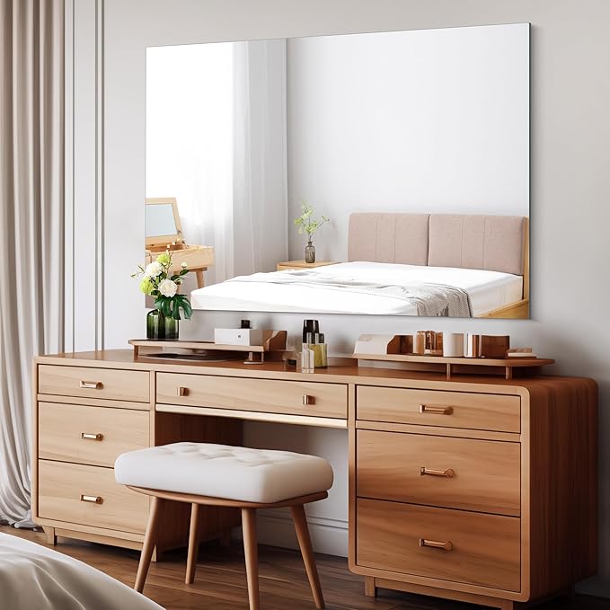 CILIBER Frameless Rectangle Mirror, 36x48 Inch Large Bathroom Mirrors - Image 2
