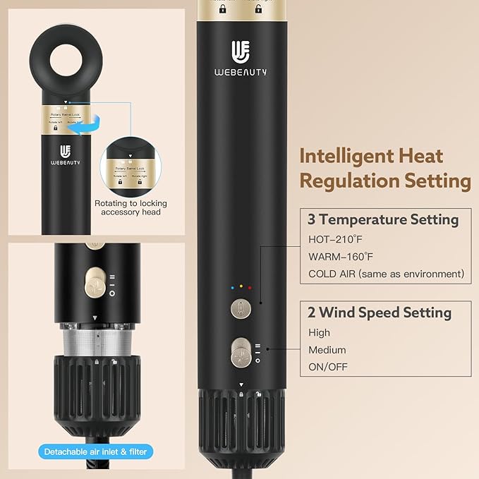 webeauty 5 in 1 Hot Air Styler, High-Speed Negative Ionic Hair Dryer - Image 6