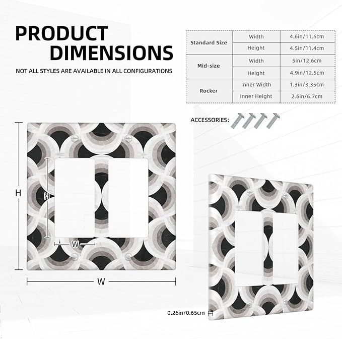 Bvtewkhz Black/White Art Marble 2 Gang Double Rocker Decorative Light Switch - Image 5