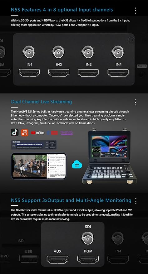 SPROLINK NeoLIVE N5S 5 Input Channels Video Streaming switcher Laptop Design - Image 4
