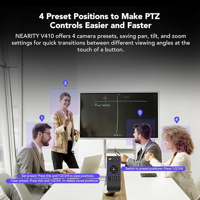 NEARITY V410 NDI PTZ Camera, 2K 10x Hybrid Zoom Video Conference Webcam - Image 5
