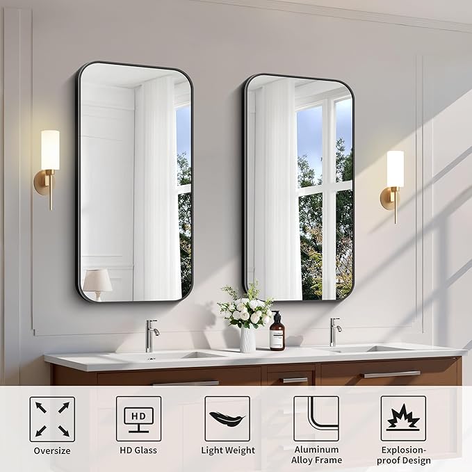 FORBATH Bathroom Mirror 20" x 40", Rectangle Black Bathroom Mirror - Image 7