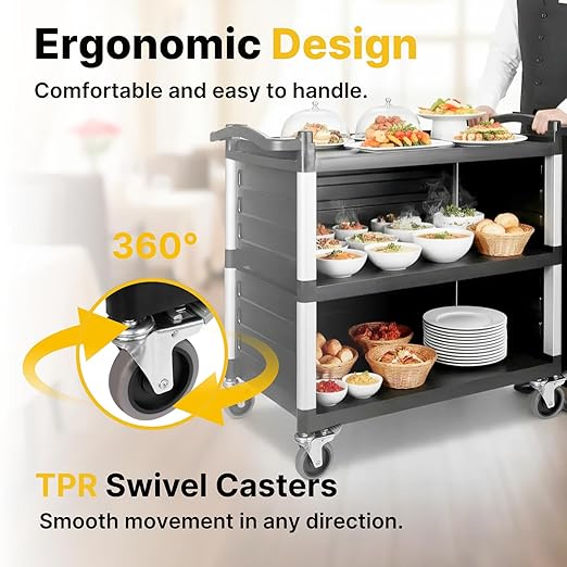 NorthSky Select Dual-Handle Utility Service Cart, 3 Shelves, 440 lb. Capacity - Image 5