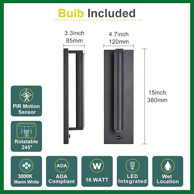 Tarentlight Modern PIR Motion Sensor Outdoor LED Wall Light, - Image 6