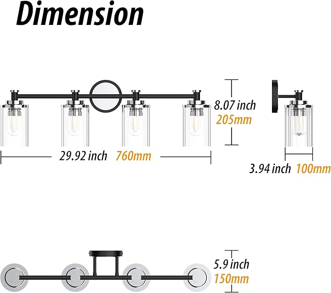PHIXART Bathroom Lighting Fixtures Black and Chrome Bathroom Vanity Light - Image 2