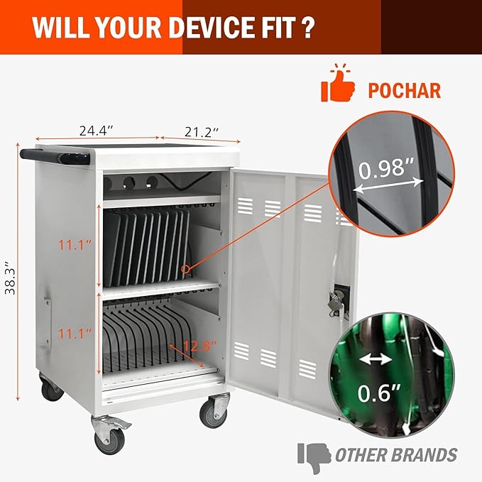 Aokleo 32 Devices Laptop Charging Cart, Tablet Storage Carts - Image 8
