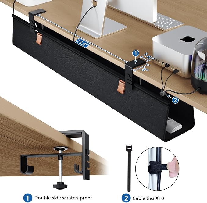 Zilink No Drill Under Desk Cable Management Tray 40" Cord Organizer - Image 3