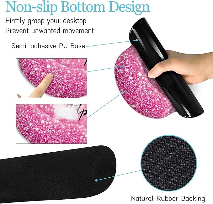 LIMKRIAN Pink Mouse Pad Set, Ergonomic Mouse Pad - Image 5