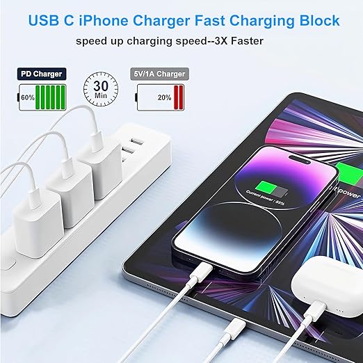 3Pack iPhone Fast Charger, 10FT iPhone Charger Fast Charging USB C to Lightning - Image 2