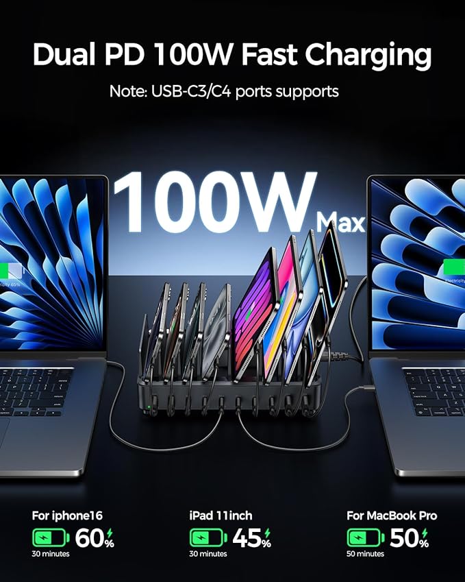 400W Charging Station for Multiple Devices, 10 Port Double PD 100W USB C - Image 5