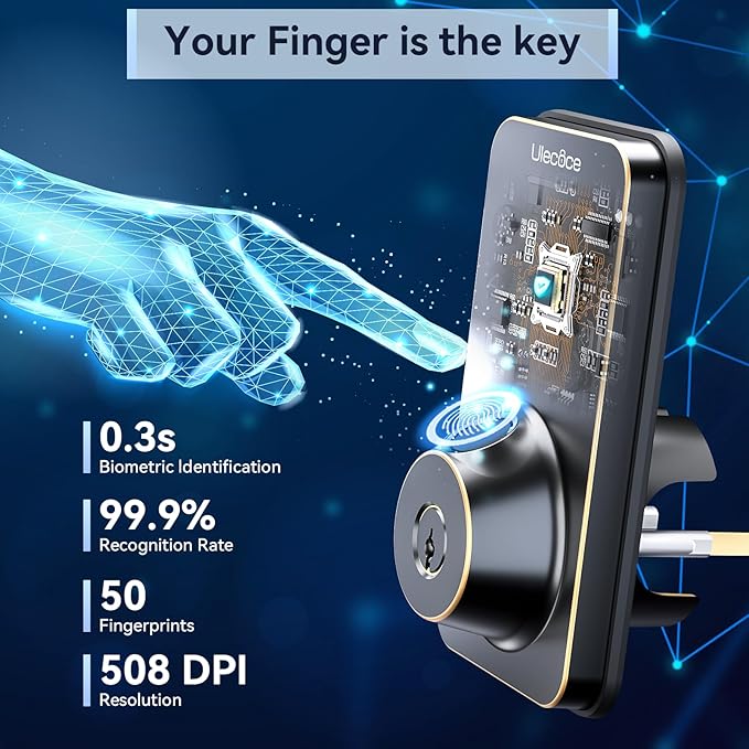Ulecoce Fingerprint Keypad Deadbolt - Image 4
