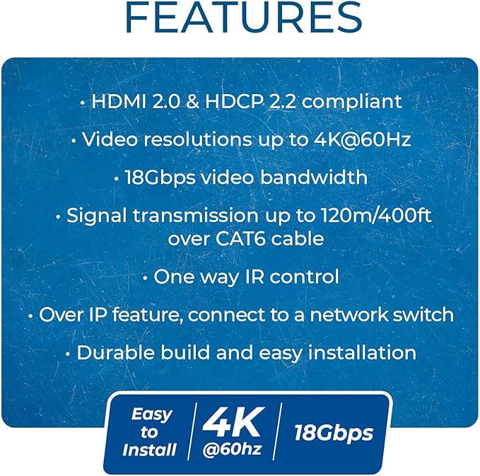 OREI Receiver only for EX-500-K 4K HDMI Extender Over IP CAT6 by One to Many - Image 9