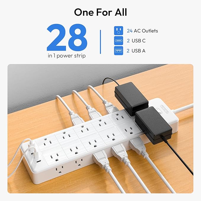 24 Widely Outlets Extension Cord 15 Ft NTONPOWER Long Extension Cord Surge - Image 2