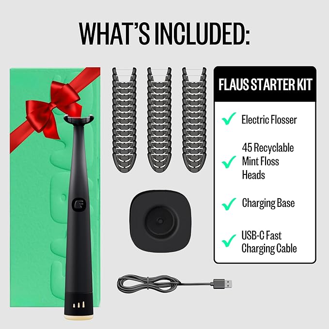 FLAUS Electric Flosser 3 Speeds + 45 Refill Heads Water Flosser Alternative - Image 2