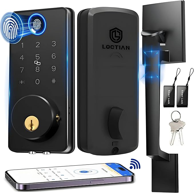 Smart Keyless Entry Door Lock Set w/Front Door Handle, 0.1s Fingerprint - Image 9