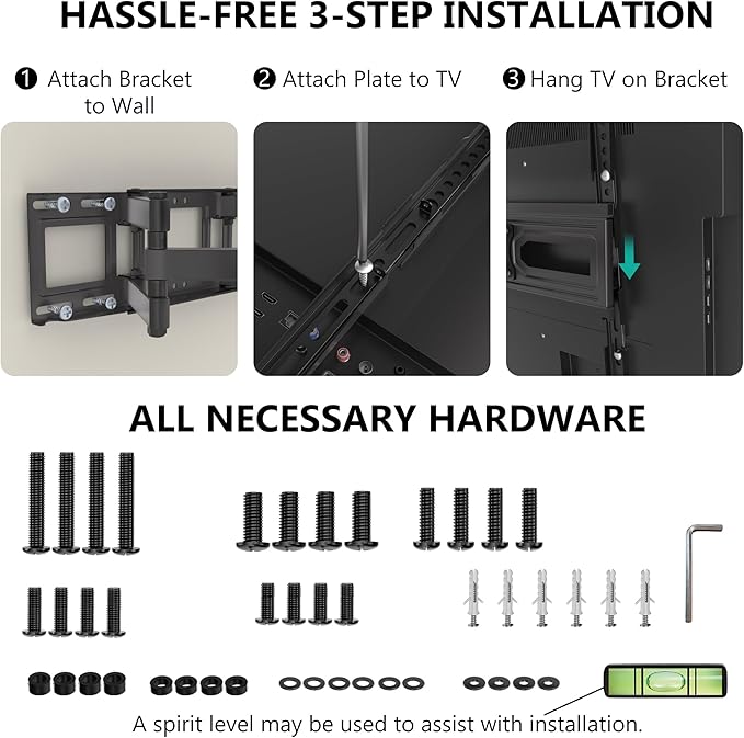 WALI Full Motion TV Wall Mount for 32–70 Inch TVs – Dual Articulating Mount - Image 5