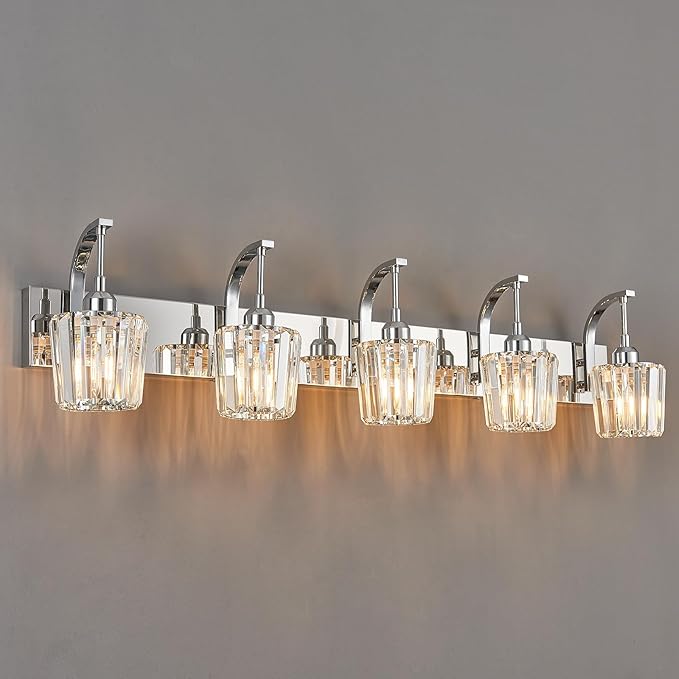 FDPBY Modern Bathroom Vanity Light, 5-Light Chrome Wall Sconce - Image 8