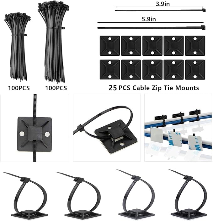 ELII 328Pcs Cable Management Kit, 8 Magnetic Cable Holder, 69Adhesive Cable - Image 6