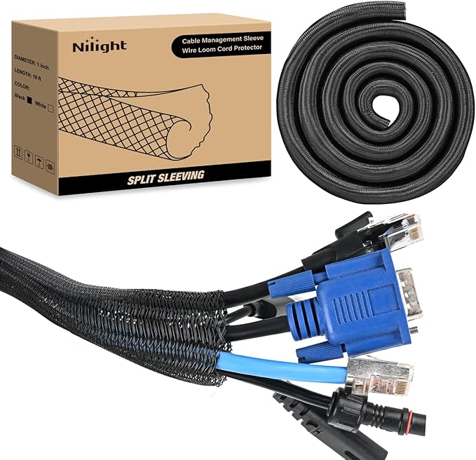 Nilight Cable Sleeve, 10ft-1inch Cord Management Sleeves, Braided Sleeving by Nilight
