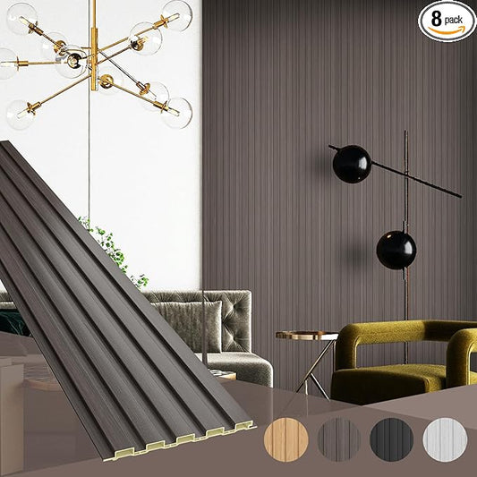 OUZUGIE WPC Acoustic Slat Wall Paneling, Living Room, TV Background, Study Room by OUZUGIE