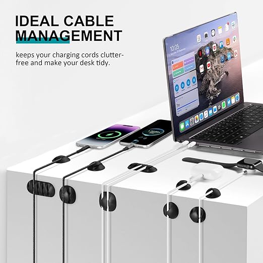 16Pack Black Desk Cable Management, Adjustable Cord Organizer Cable Clips - Image 2