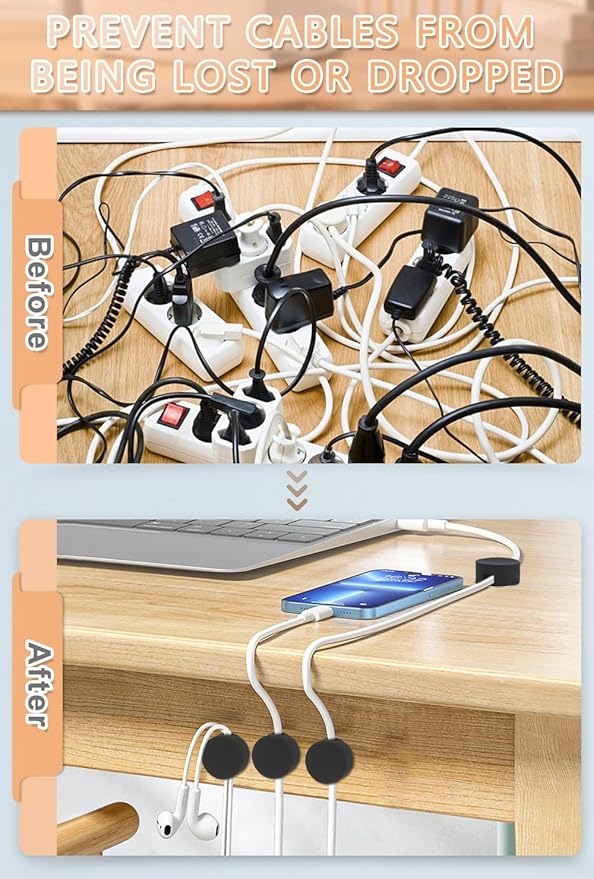 Maveek 5 Pcs Magnetic Cord Holder Cable Management, Strong Cable Clips Magnets - Image 4