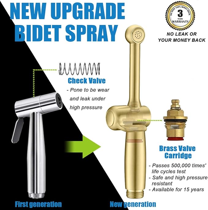 Handheld Bidet Toilet Sprayer, Brass Hand Held Bidet Attachment Cloth Diaper - Image 9