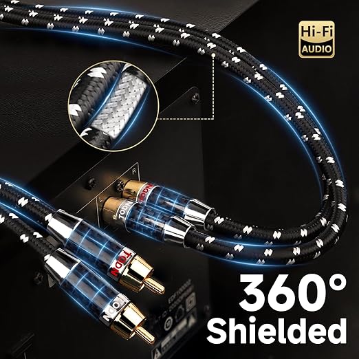 TODN RCA Cables Audiophile Male to Male Stereo Shielded HiFi OFC RCA Cable - Image 3