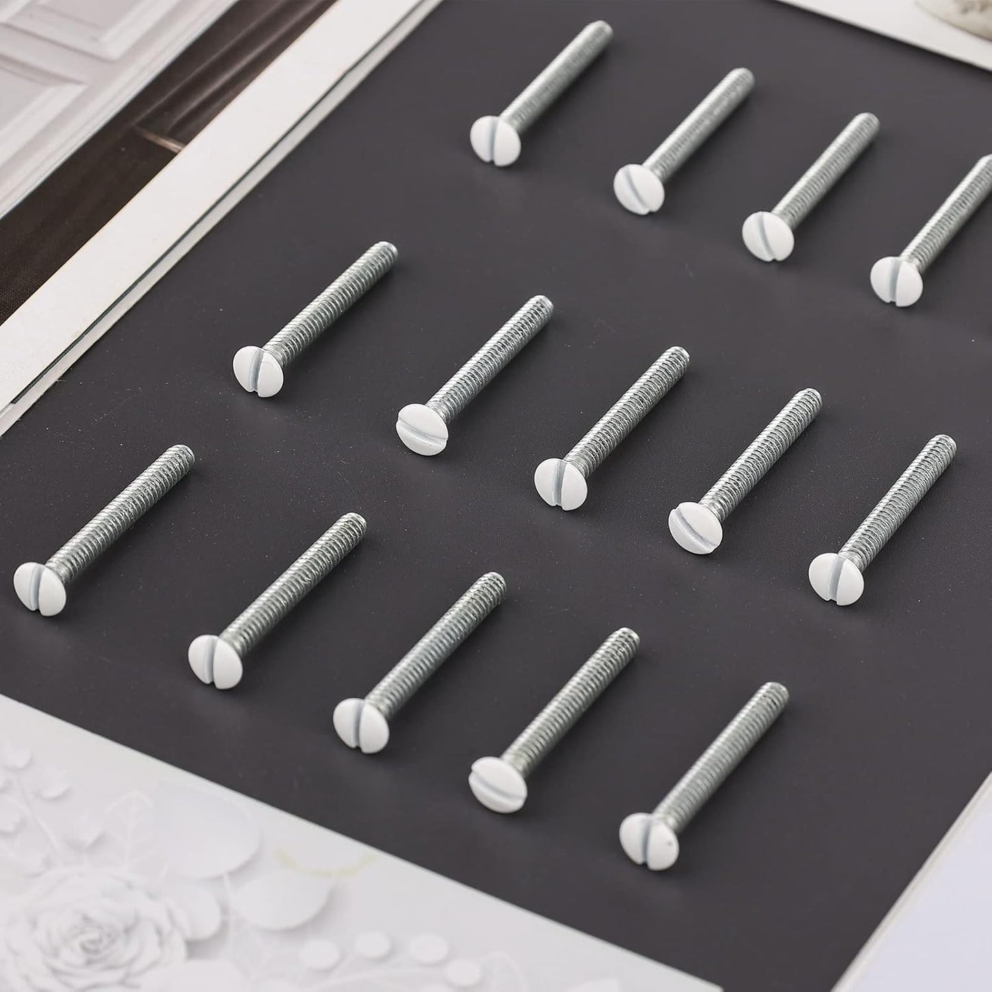 AIEX Long 6-32 Thread White Wall Plate Screws Outlet Cover Screws Switch Cover Screws Replacement (35Pcs, 1.2Inch, White)