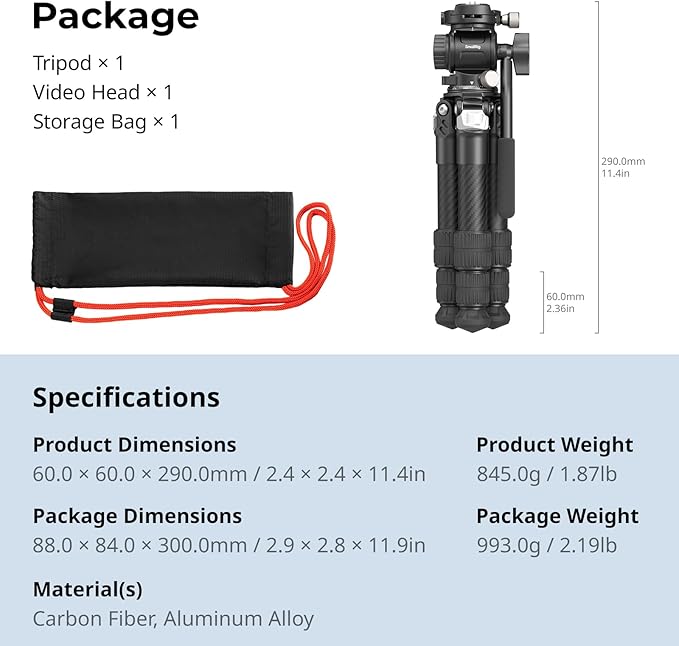 SmallRig Portable Carbon Fiber Tabletop Tripod Kit, Built-in QR Plate - Image 7